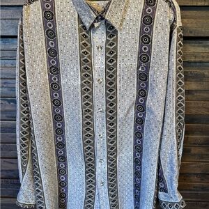 Vintage Montage Pour Homme Shirt Mens LRG Boho Batik Retro Artsy Geometric Print